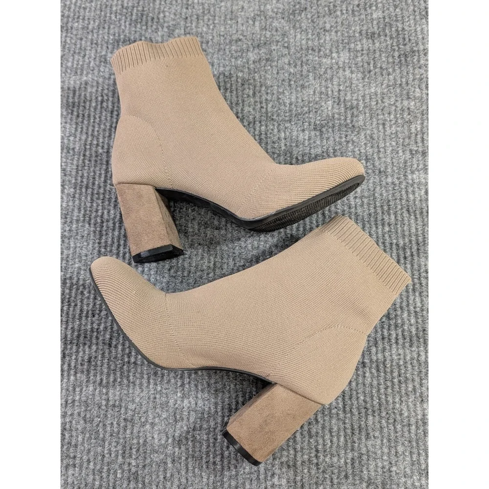 MIA Erika Stretch Ankle Bootie Womens 9 Dark Tan Slip On Heel Business Casual